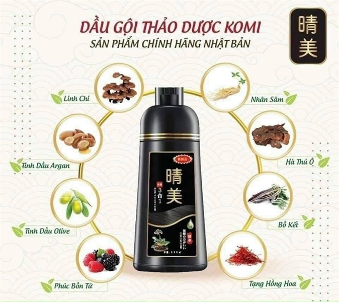 Dầu gội phủ bạc komi 500ml- màu hạt dẻ