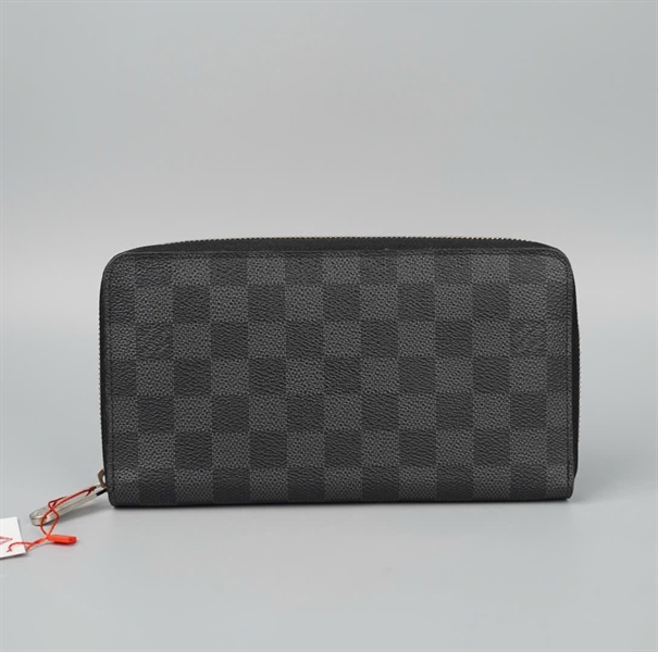 Ví LV ô vuông đen có zip KG+