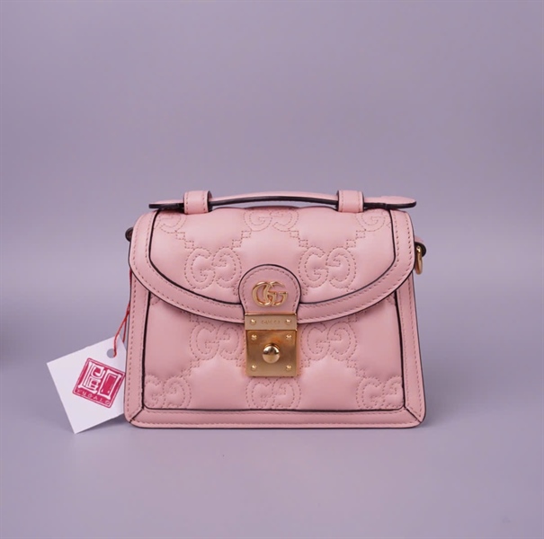 Túi GG handle màu hồng (724499213317) 2strap sz18 KG+