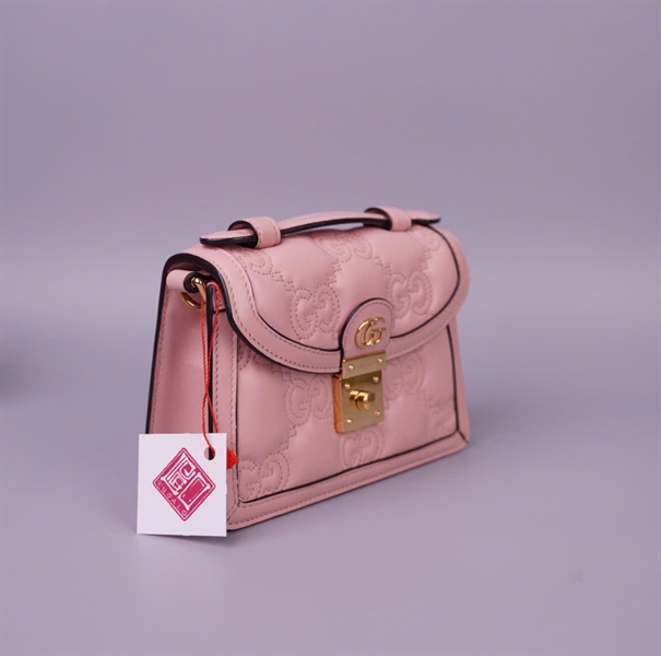 Túi GG handle màu hồng (724499213317) 2strap sz18 KG+