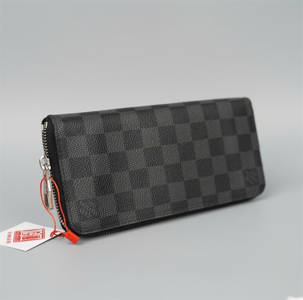 Ví LV ô vuông đen có zip KG+