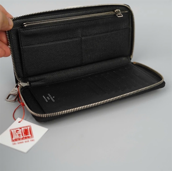 Ví LV ô vuông đen có zip KG+