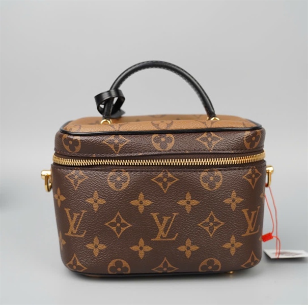 Túi LV Vanity hoa nâu kèm ổ khóa + chìa sz18 KG+