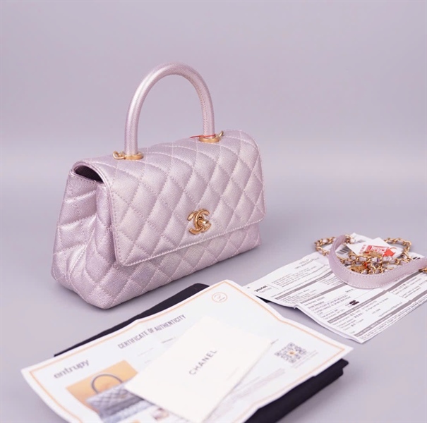 Túi Chanel coco tím X3685PA5 sz23 KG+