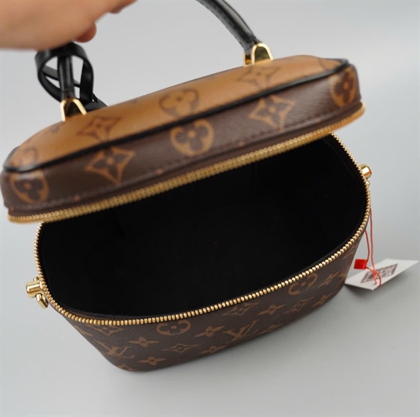 Túi LV Vanity hoa nâu kèm ổ khóa + chìa sz18 KG+