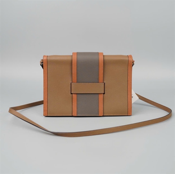 Túi Hermes màu nâu viền cam sz20 KG+