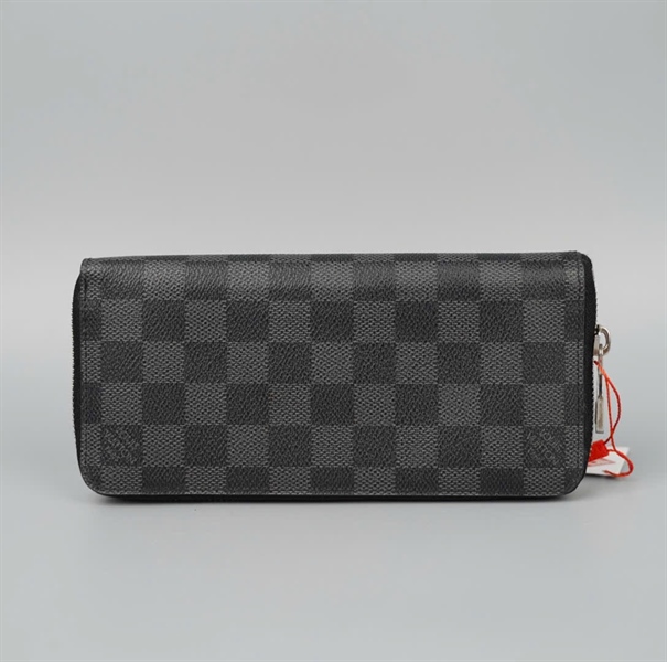 Ví LV ô vuông đen có zip KG+