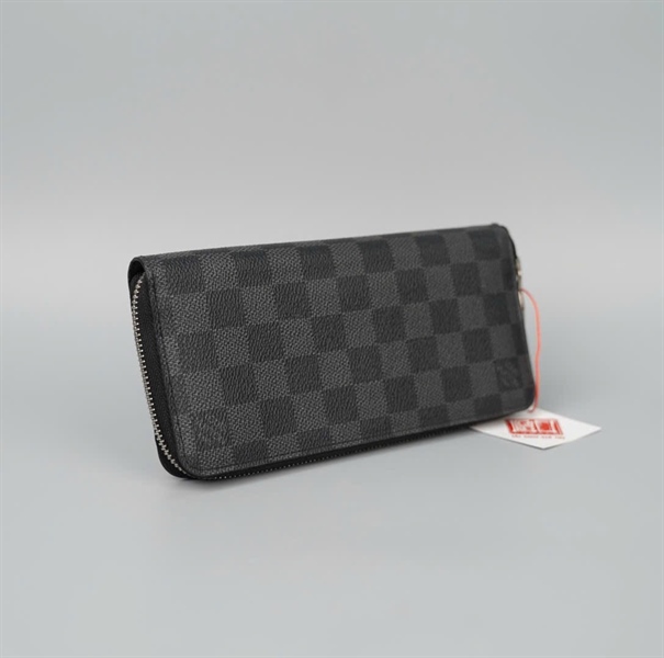 Ví LV ô vuông đen có zip KG+