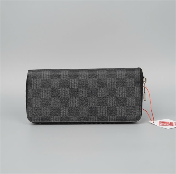 Ví LV ô vuông đen có zip KG+