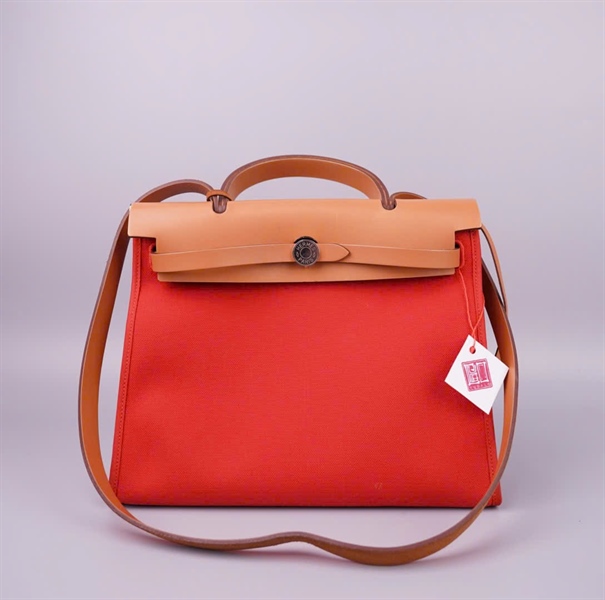 Túi Hermes Herbag (A-2017) màu đỏ cam kèm ví sz30 KG+
