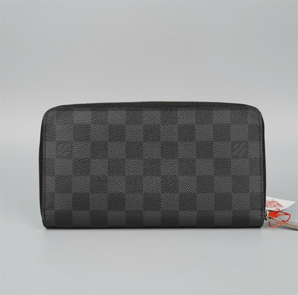 Ví LV ô vuông đen có zip KG+