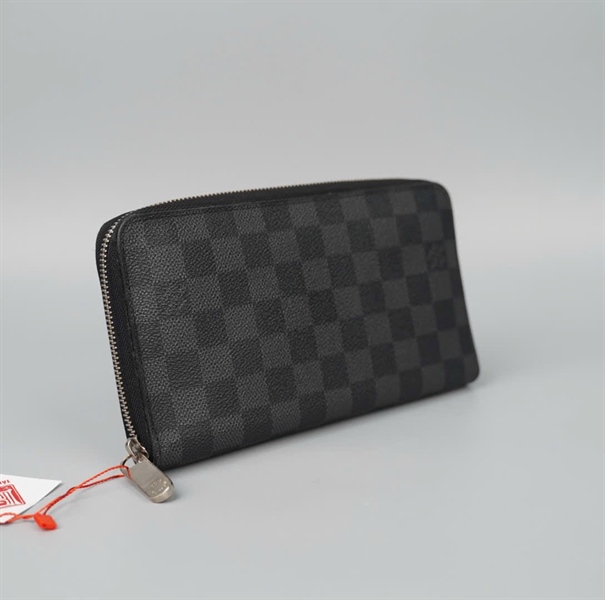 Ví LV ô vuông đen có zip KG+