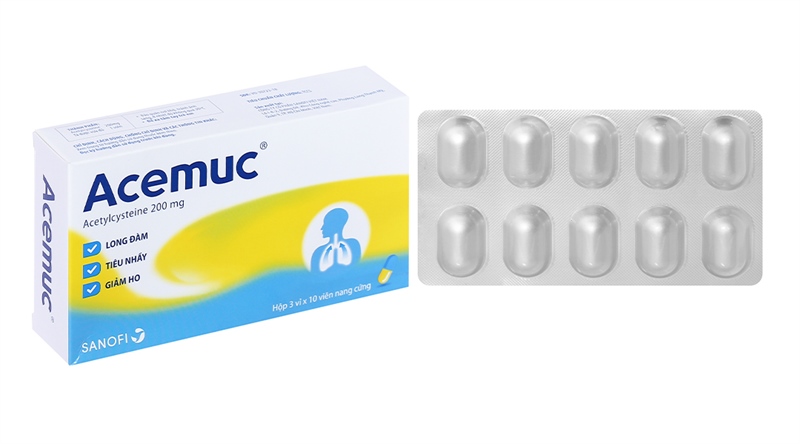 Acemuc acetylcystein 200mg sanofi (hộp/30viên nang)