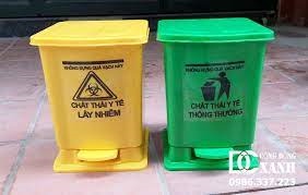 Thùng rác đạp trung 20 lít (34.5*34*44) vàng,xanh