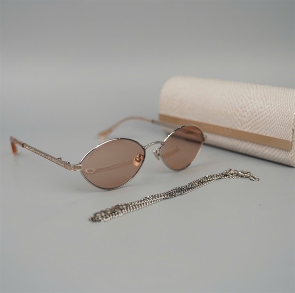 Mắt kính Jimmy Choo hồng gọng bạc kèm strap (9F62S5816) KG+