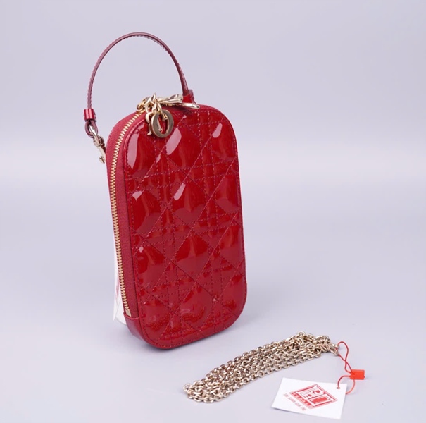 Túi Dior Phone đỏ bóng 2 strap sz10 (BMC) KG+