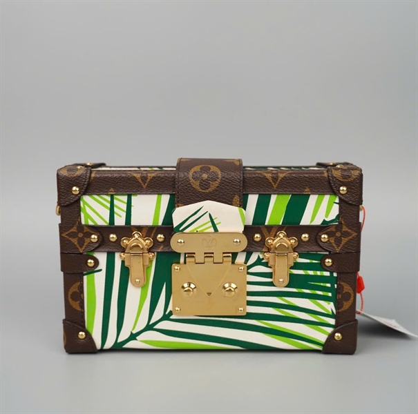 Túi LV Trunk xanh lá viền hoa nâu (PL4135) sz18 (BMC) KG+