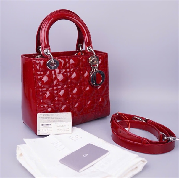 Túi Dior Lady da bóng màu đỏ (O-0197) szM KG+