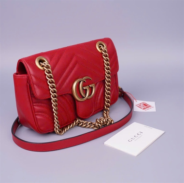 Túi GG Marmont đỏ (493075) sz20 (BMC) KG+