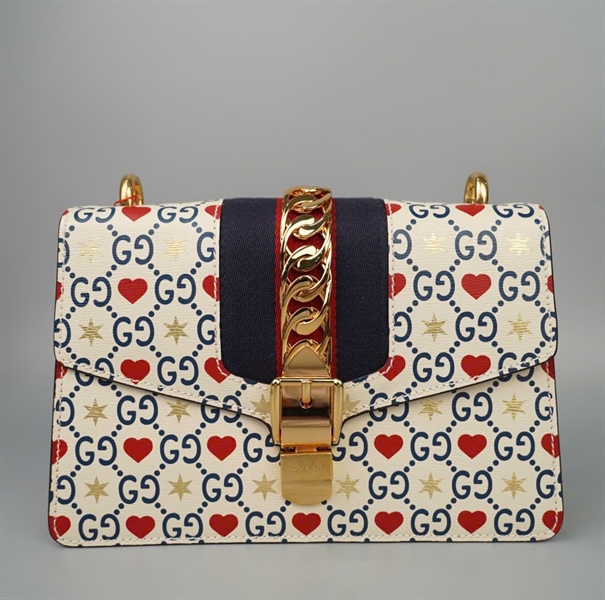 Túi GG Sylvie trắng 2 strap (524405) sz23 (BMC) KG+