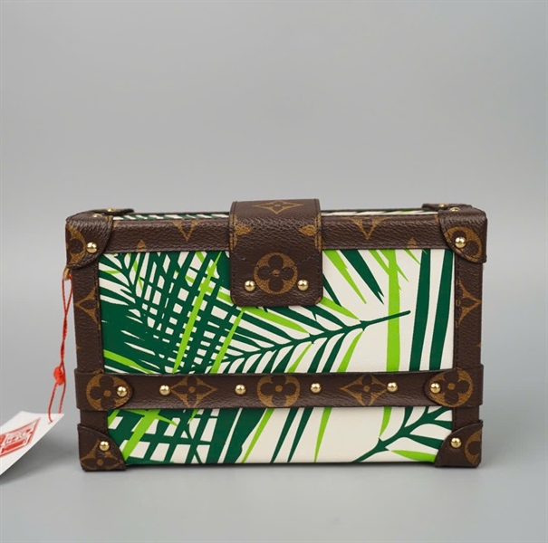 Túi LV Trunk xanh lá viền hoa nâu (PL4135) sz18 (BMC) KG+