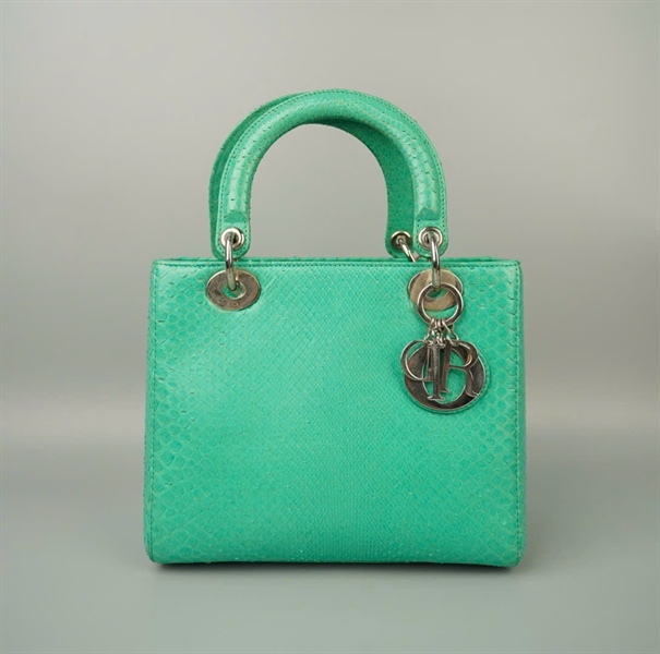 Túi Dior Lady da trăn màu xanh (14-BO-0113) szM KG+