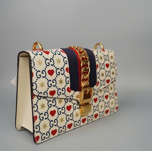 Túi GG Sylvie trắng 2 strap (524405) sz23 (BMC) KG+