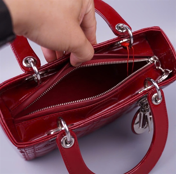 Túi Dior Lady da bóng màu đỏ (O-0197) szM KG+