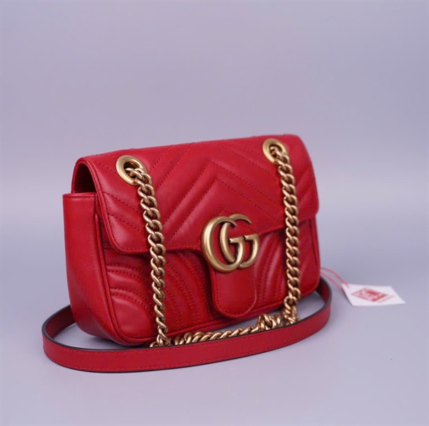 Túi GG Marmont đỏ (493075) sz20 (BMC) KG+