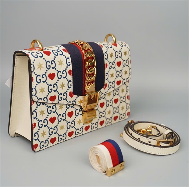 Túi GG Sylvie trắng 2 strap (524405) sz23 (BMC) KG+