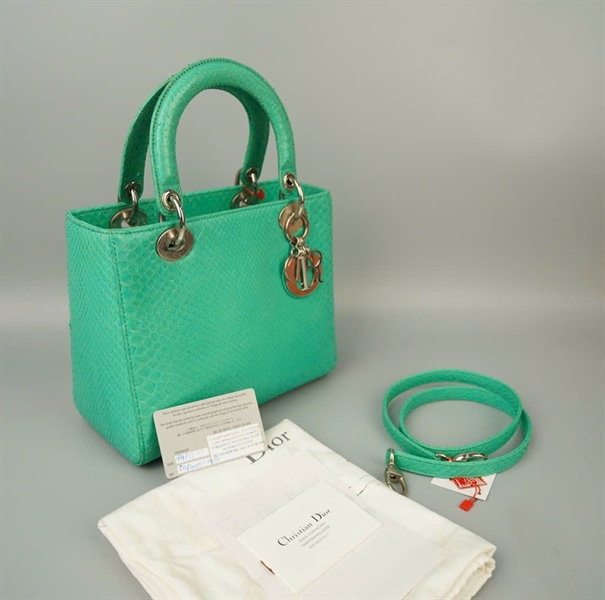 Túi Dior Lady da trăn màu xanh (14-BO-0113) szM KG+