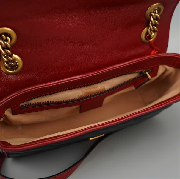 Túi GG Marmont đen viền đỏ (525040) sz24 (BMC) KG+