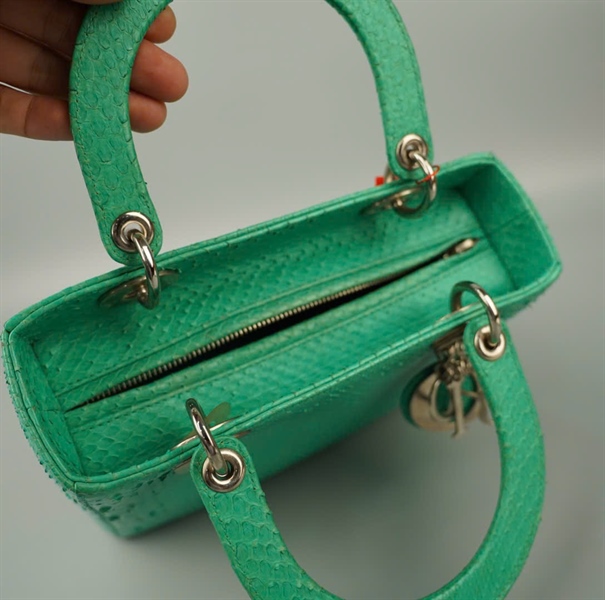 Túi Dior Lady da trăn màu xanh (14-BO-0113) szM KG+