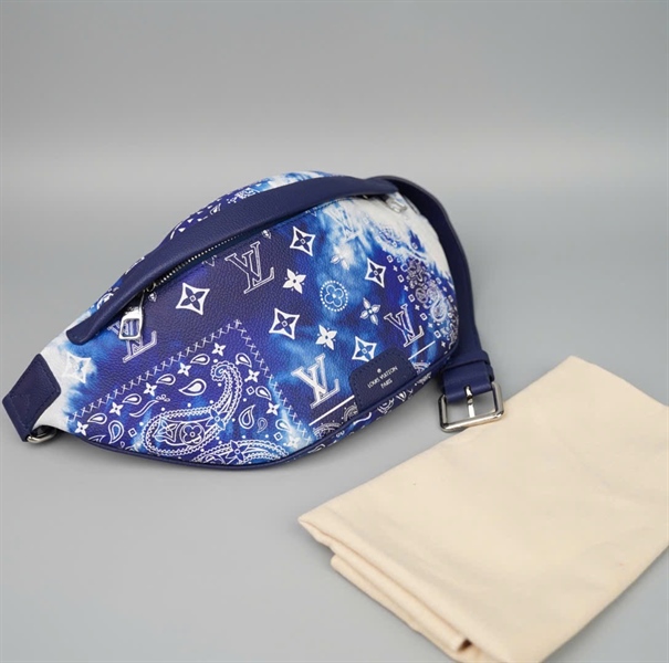 Túi LV Bumbag xanh hoa trắng sz20 (BMC) KG+