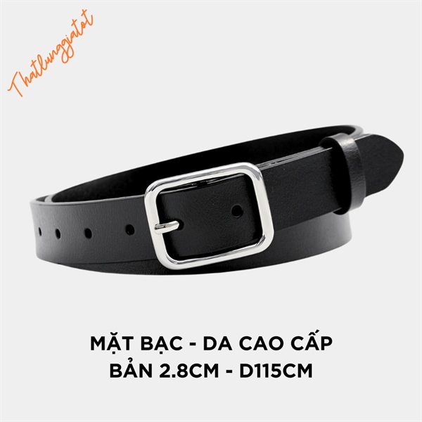 Thắt lưng da nam nữ Ulzzang mặt đen thời trang Hàn Quốc bản 2.8cm TLD012 (Hỗ trợ bấm, cắt dây nịt) - Thắt Lưng Giá Tốt - Đen
