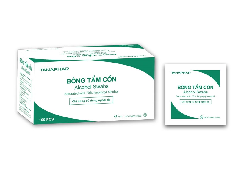 Bông tẩm cồn alcohol swab tanaphar (h/100m)