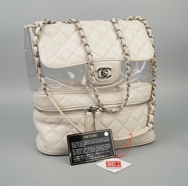 Túi Chanel trắng ngăn trên trong suốt (25872049) sz26 KG+