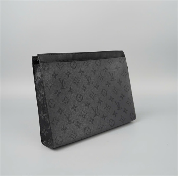 Túi LV Clutch nền xám hoa đen có lót form sz24 KG+