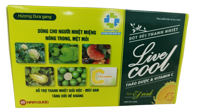 Bột sủi thanh nhiệt livecool có đường hương dưa gang nam dược (hộp/10gói/7gram)