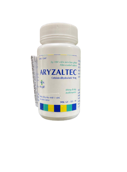 Aryzaltec cetirizin 10mg khánh hội (c/100v)(trắng) (chai)