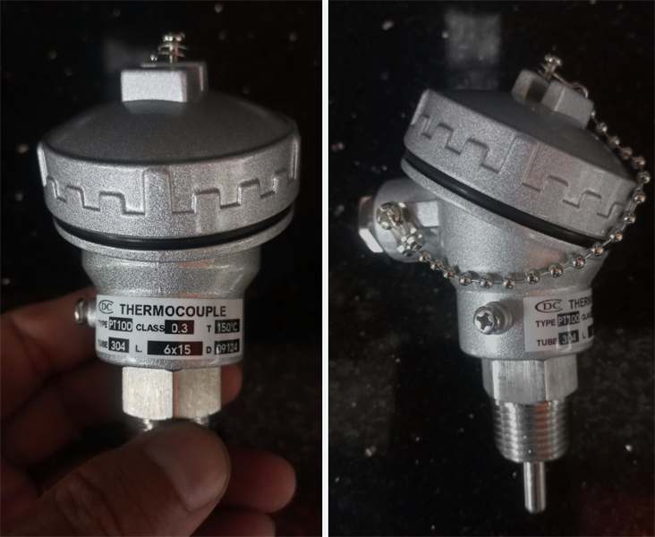 Cảm biến nhiệt độ Type Pt100 (0-150 độ C ). DC THERMOCOUPLE. 6x15mm. Đầu củ hành - Ren 1.2"