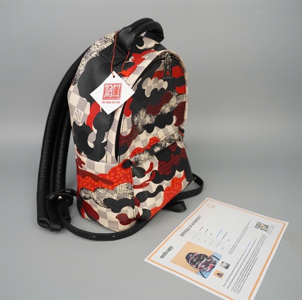 Balo LV ô vuông xám trắng đỏ đen (FL3147) (BMC) KG+