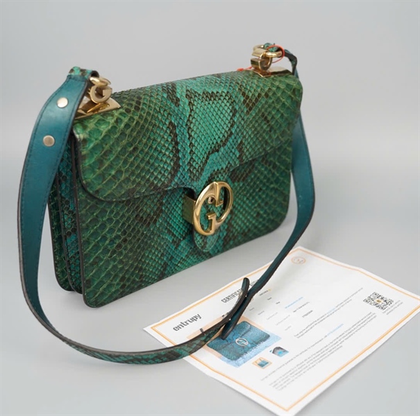 Túi GG da trăn màu xanh (277522525040) sz26 KG+