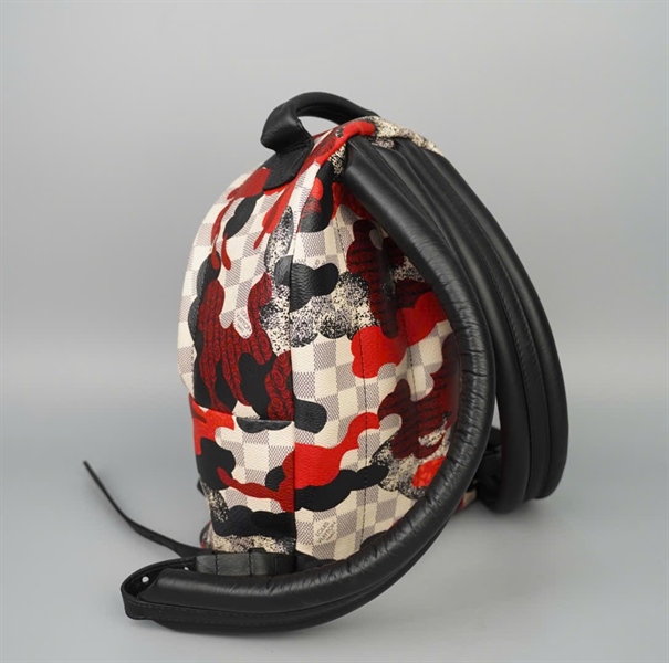 Balo LV ô vuông xám trắng đỏ đen (FL3147) (BMC) KG+