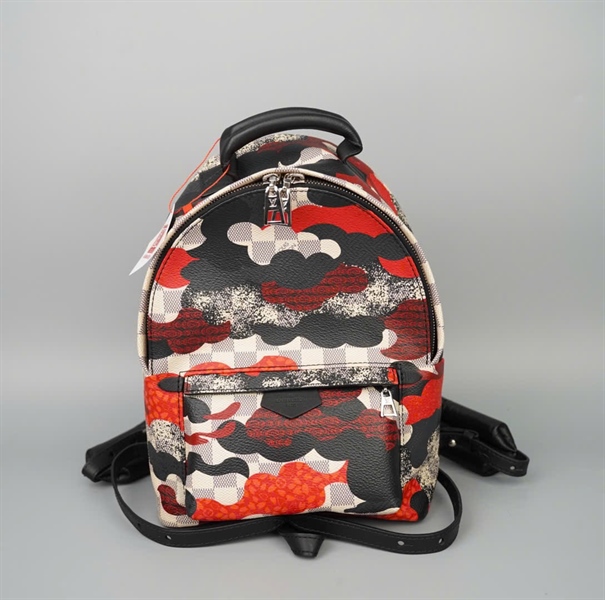 Balo LV ô vuông xám trắng đỏ đen (FL3147) (BMC) KG+