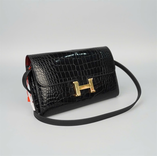 Ví Hermes đen da trăn stamp A - size20 (HC) +