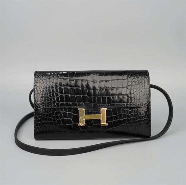 Ví Hermes đen da trăn stamp A - size20 (HC) +