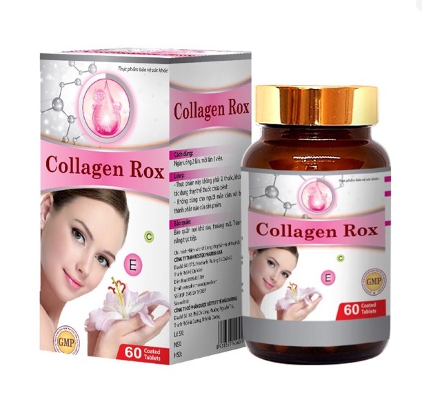 Giúp da sáng mịn collagen rox hdpharma (chai/60 viên nang) (hồng)