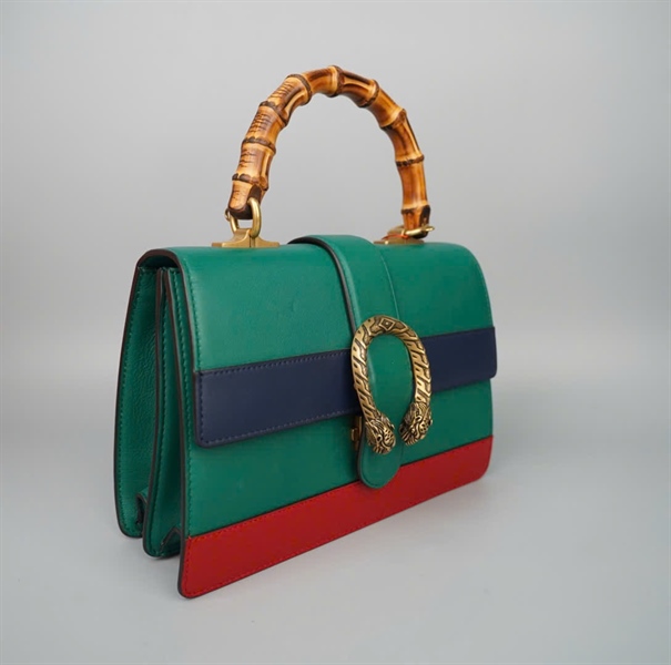 Túi GG Dionysus xanh đỏ quai gỗ (493075) sz24 (LTB) KG+