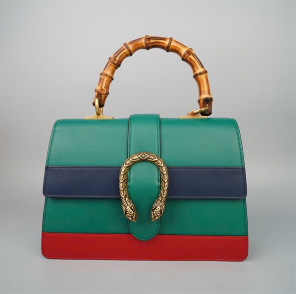 Túi GG Dionysus xanh đỏ quai gỗ (493075) sz24 (LTB) KG+
